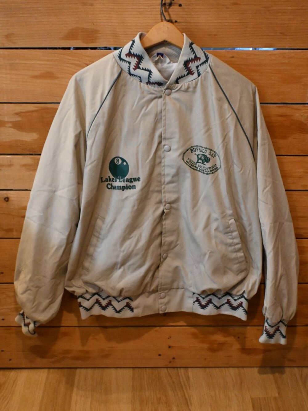 Vintage West Ark Aztec Motif Bomber Jacket w/ Billiards Logos - XL Made in USA